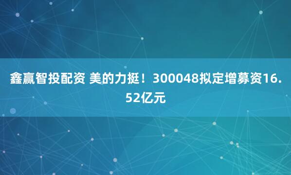 鑫赢智投配资 美的力挺！300048拟定增募资16.52亿元